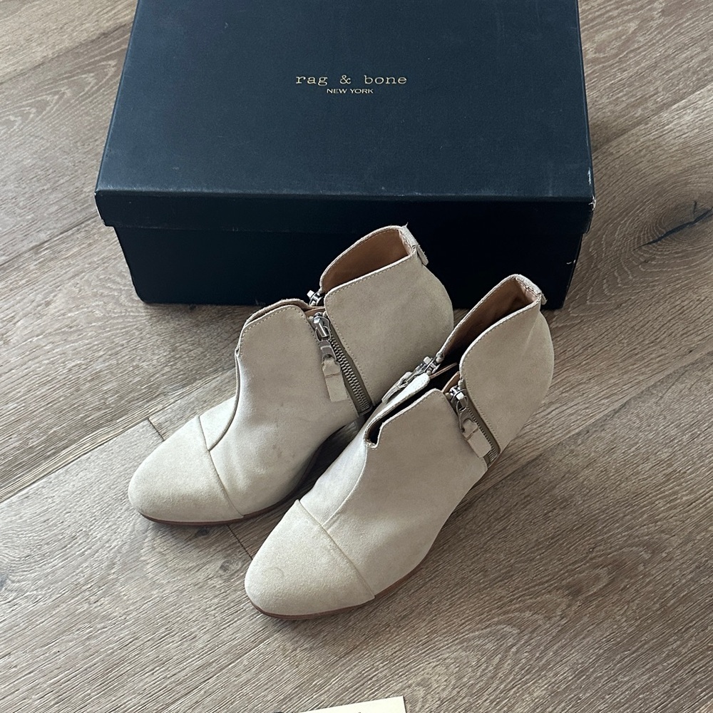 Rag & Bone Beige Ankle Booties with Zipper